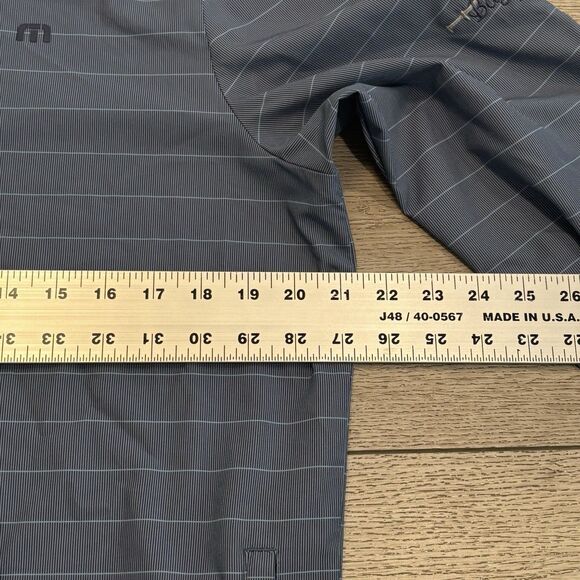 Travis Mathew Golf Jacket Mens Medium Blue Striped Half Zip Athletic Preppy - Picture 7 of 9